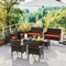Costway 8 PCS Patio Furniture Set with Washable Cushions and Tempered Glass Coffee Table Black/Grey/Navy/Turquoise/Red/Blue/Orange